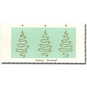 Triple Gold Trees Christmas Card