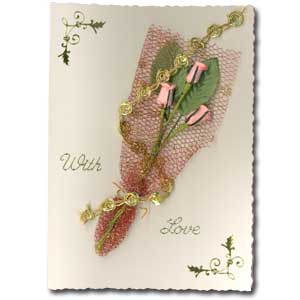 Pink Rosebud Bouquet Valentine Card