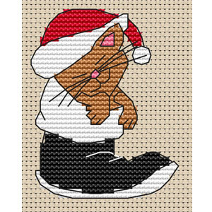 Christmas Cat in Boot Cross Stitch Kit