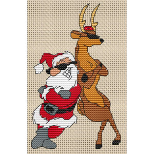 Cool Santa & Reindeer Cross Stitch Kit