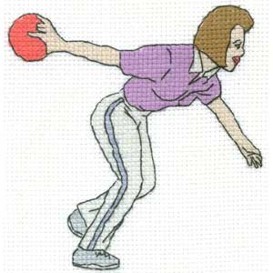 Lady 10 Pin Bowler Cross Stitch Kit