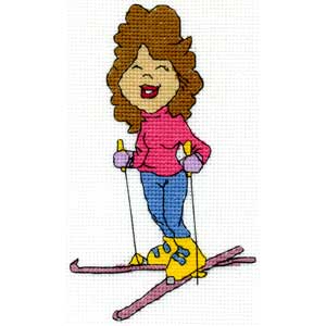 Lady Skier Cross Stitch Kit