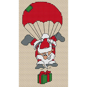 Santa Parachuting Cross Stitch Kit