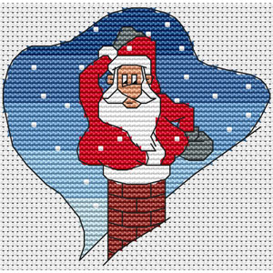 Santa Stuck in Chimney 2 Cross Stitch Kit