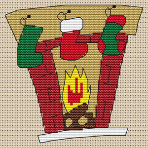 Christmas Fireplace 1 Cross Stitch Kit