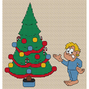 Christmas Tree & Boy Cross Stitch Kit
