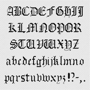 Old English Font Chart