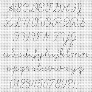 Script Backstitch Font Chart